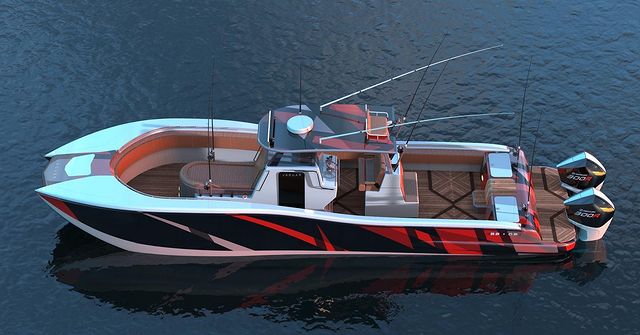 Jaguar-Powerboats-OS36_Black&Red_Top_1 Jaguar-Powerboats OS36 Black & Red Top view